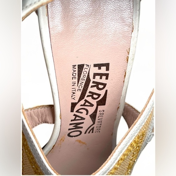 Salvatore Ferragamo Canvas & Leather Platform Sandals | Italy | Size 7 - Picture 13 of 14